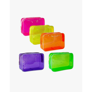 TotePrint 6 PCS Portable Waterproof Solid Makeup Bag Set for Travel, Clear Makeup Bag with Zipper for Purse Brush Bag Pen Pouch