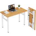 Need Small Folding Computer Desk, 35.8 Inch Writing Table, Teak & White