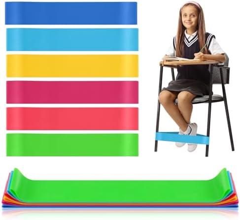 TIECHI 6 Pack Chair Bands for Kids with Fidgety Feet, ADHD Tools for ADHD ADD Autism Kids, Fidget Chair Bands for Effective Relief of Fidgety and Improve Focus, Classroom and Home Must Haves