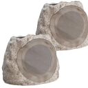 Outdoor Speakers With Lights Show Bluetooth Speakers Waterproof Patio TWS Connection Outdoor Bluetooth Speakers Wireless Solar Powered and Rechargeable Rock Speakers for Patio Pool 2Packs(Stone)