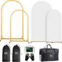 Arch Backdrop Stand and Cover Set (7.2ft,6ft) Birthday Party Wedding Ceremony Bridal Baby Shower Event Decor Gender Reveal (White, 7.2Ft+6Ft)