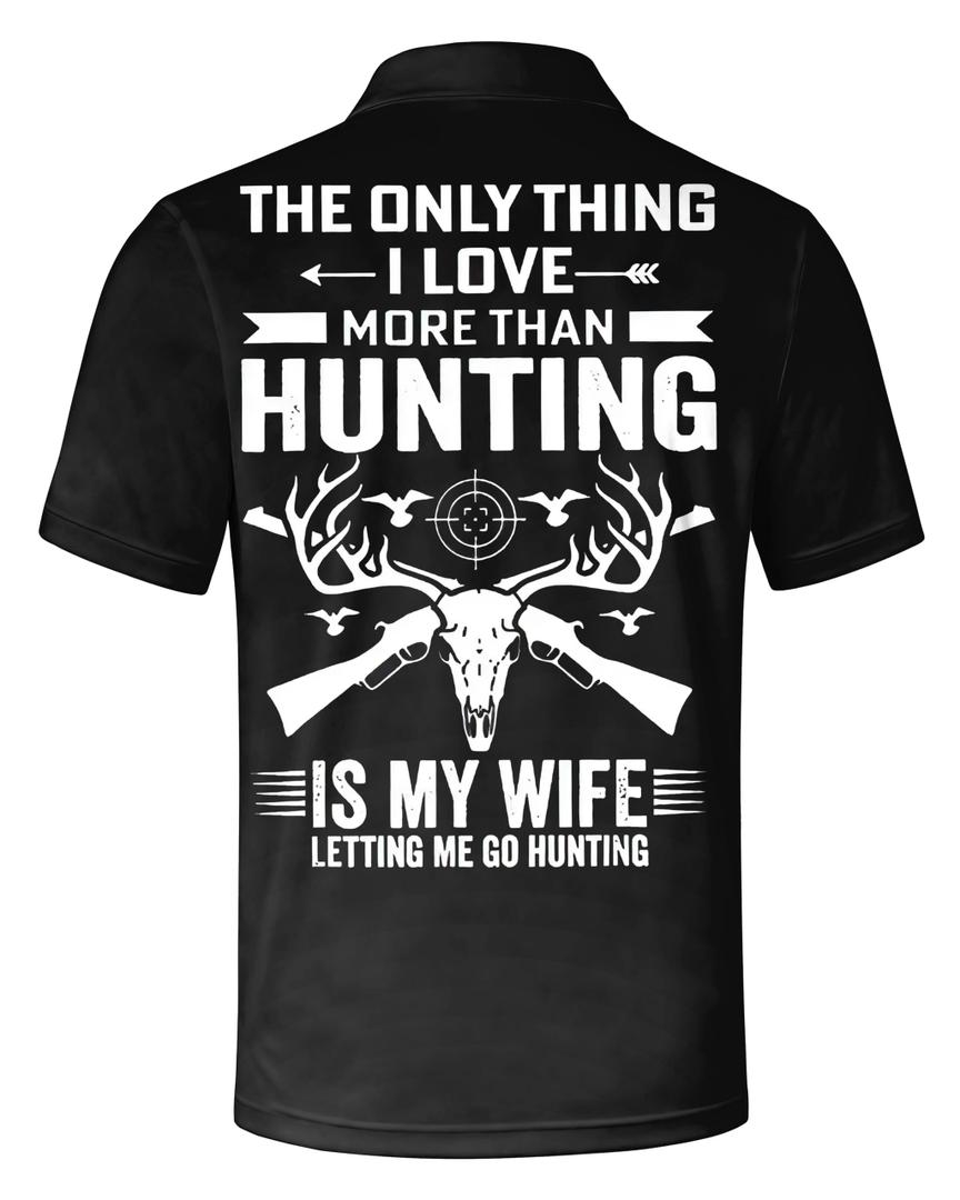 COOLLYME Men’s Black Hunting Graphic Polo Shirt Casual Short Sleeve Collared Humor Statement Summer Gift for Men (Black, XL)