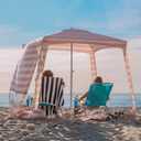 AMMSUN Beach Cabana, 6.5'6.5' Beach Canopy, Easy Set up and Take Down, Cabana Tent with Sand Pockets, Instant Sun Shade with Side Wall, Elegant Pink