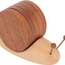 Drink Coasters Small Cup Coasters Set with Holder Snail, Wood Cup Coasters Drink Coaster Set for Coffee Table, Cute Coasters for Modern Home Decor 5.1 x 1.8 x 3.0in Wooden