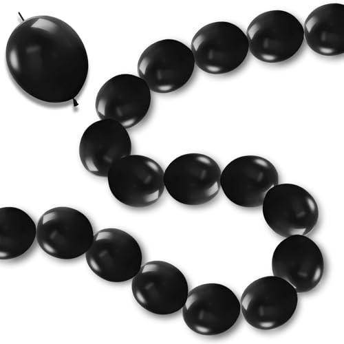 Link Balloons 6 Inch - 100 Pcs Quick Link Balloon Latex Linking Balloons Connected Linkable Balloon Birthday Wedding Party Decorations(Black)