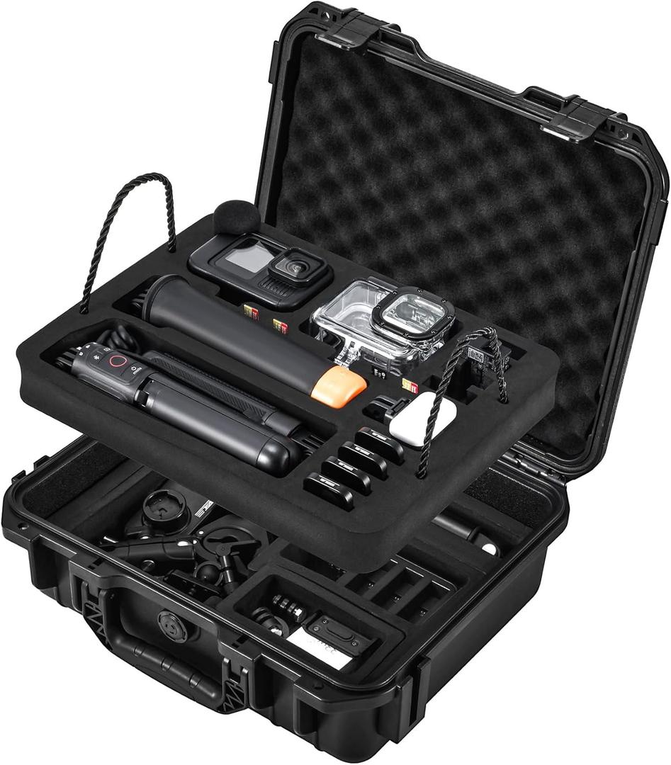 Hard Case Organizer For Gopro Hero 13/12/11/10/9/8 Media Mod/Volta/Protective Housing/Chest Mount Creator Edition Accessories Waterproof Travel Storage Carrying Case 12.4 * 4.7 * 10.4inch