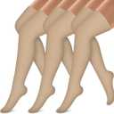 Bluemaple Thigh High Compression Socks for Women and Men Circulation(3 Pairs) Over the Knee-Best Support for Running,Travel (Small-Medium, Khaki)