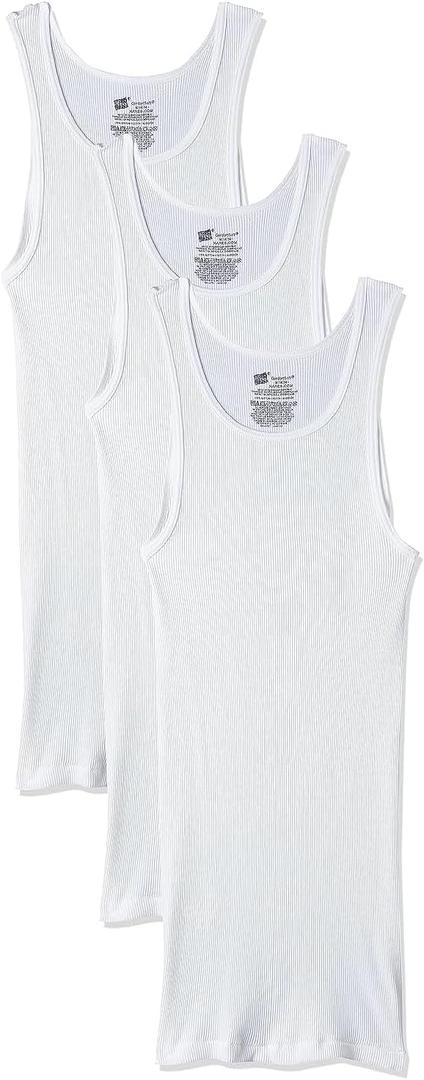Hanes Men's Cotton Tank Undershirts Pack, Moisture-Wicking Ribbed Tanks, lightweight Cotton Tank Undershirts, 3-Pack (X-Large, White)
