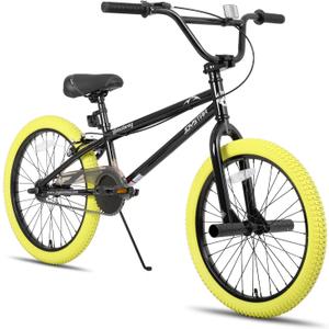 JOYSTAR Brockway Freestyle Kids BMX Bikes 20" 24" Kids Bicycles for 6-14 Years Old Boys Girls and Beginner-Level Riders 2 Pegs Multiple Colors (Yellow)