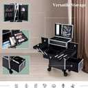 Adazzo Professional Makeup Artist Rolling Train Case Multi-functional Cosmetic Train Case Large Trolley Storage Case for Nail Technicians Cosmetology Case with Compartments for Hairstylist (Black) (EXP 10/14/26)