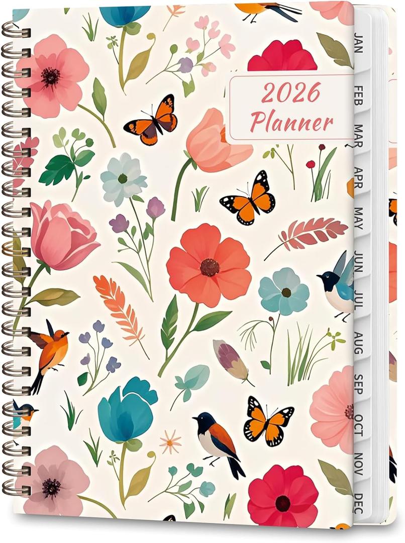 5 x 2026 Planner, Weekly and Monthly Calendar Planner Agenda, Jan 2026 - Dec 2026, Planning Academic Book, Office Desk Accessories and School Supplies - A5 (6.3'' x 8.5'') (Blossom & Birds)