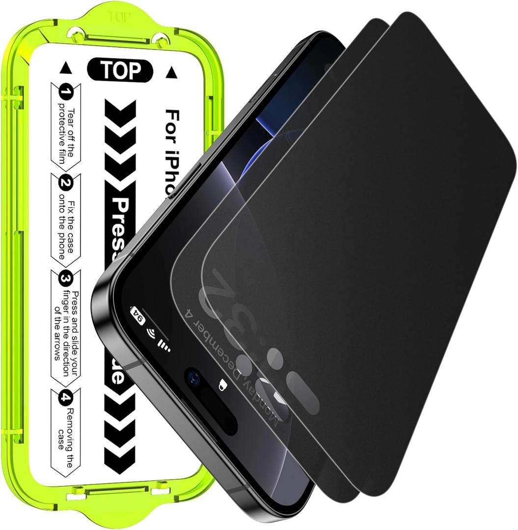 Esanik 2-Pack for iPhone 17/16 Pro Matte Privacy Glass Screen Protector, Anti-Glare & Anti-Spy,Anti-Reflection, Smooth as Silk, Military-Grade 9H Hardness,Flawless Fit Tray