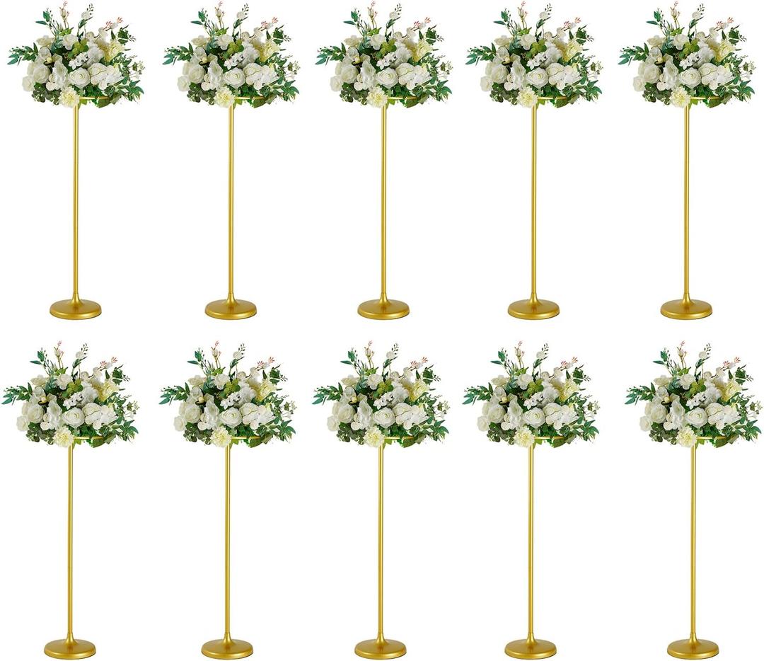 10pcs Tall Wedding Flower Stand 39.4" Wedding Centerpieces for Tables Gold Centerpieces Metal Flower Floor Vase for Party Event Wedding Reception