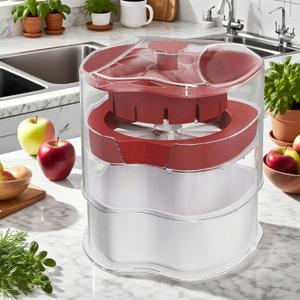 NEW Professional Apple Slicer and Corer 6.42in- Stainless Steel Apple Cutter with 12 Slices, Heavy Duty Design for Large Apples, Thin Slices, Compatible with Pears and Other FruitsRed