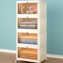 HMINYIYI 4 Pack Collapsible Stackable storage bins with lids and Wheels,46.24 Gal Sturdy Plastic Foldable Box Trunk Bedroom organizers, 20.8"x14.8"x39.4", sideway open, Under Bed Storage Container