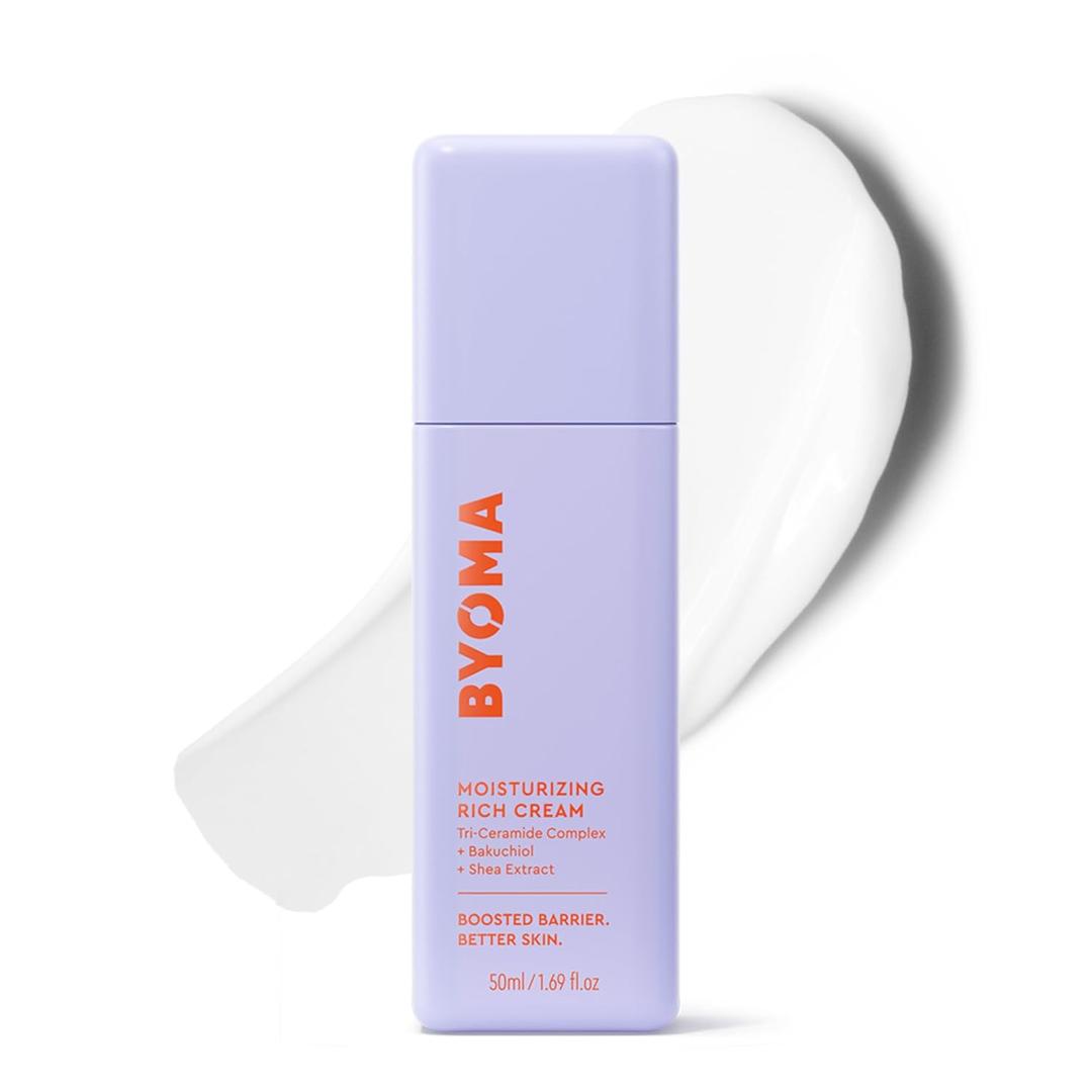 BYOMA Moisturizing Rich Cream - Barrier Repair Cream Face Lotion with Bakuchiol & Shea Extract - Ceramide Face Moisturizer for Dry Skin - Anti Wrinkle, Free Face Moisturizer - 1.69 fl.oz (1.76 Ounce (Pack of 1))