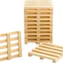 12 Pack Unfinished Wooden Mini Pallet Drink Coasters 4 Inch Square Natural Wood Beverages Coasters