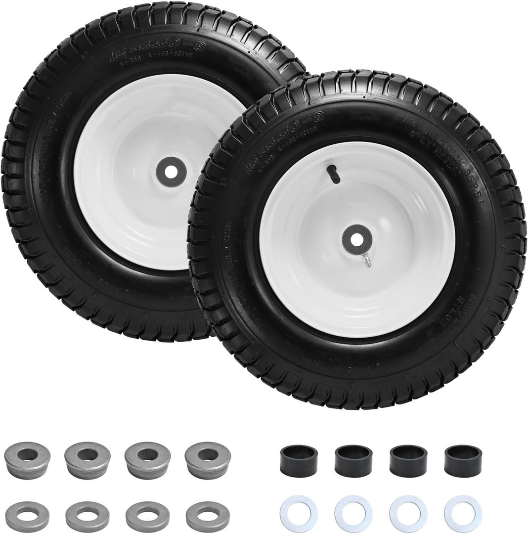 Parts Camp 16" Tractor Wheels 16x6.50-8 Rubber Riding lawn Mower Tires Compatible with John Deere Tractor with 3"-4.5" Centered Hub, 3/4" Bearing (2 Packs)