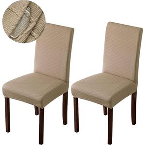 Genina Waterproof Chair Covers for Dining Room Dining Chair Covers Kitchen Parsons Chair Covers (Khaki, 2 PCS)