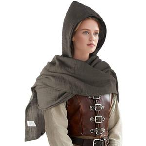 Women Men Fashion Shawl Scarf Cape | Multifunctional Hooded Cowl | Medieval Linen Cotton Cowl Hood |Vintage Goth Costume