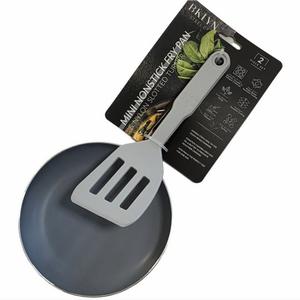 BKLYN Steel Mini Round Nonstick Fry Pan And Nylon Slotted Turner Set Cookware