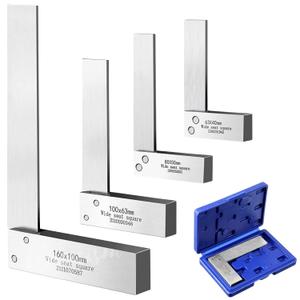 Lancisism Machinist Square Set 2, 3, 4, 6 Inch, Precision Engineer Wide Seat Square Mechanical Engineer Steel Angle Ruler High Precision 90 Degree Wide Base Square Tool L-Type Testing Measuring Tool