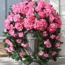 Artificial Fake Flowers Geraniums for Outdoors Summer Decor, 2 PCS Faux Hanging Plants Pink Silk Outside Vines UV Resistant Realistic Faux Flowers for Outdoor Planters Porch Patio Garden Balcony