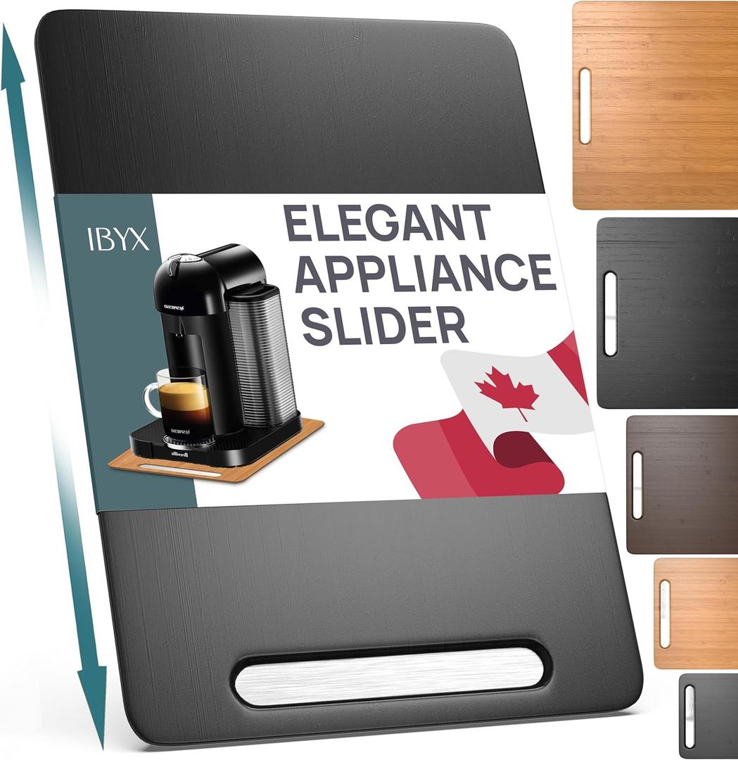 Ibyx Elegant Sliding Tray for Your Coffee Maker & Heavy Kitchen Appliances - Sturdy, Slides Easily from Under The Cabinet (Black, 9.5W x 14D)