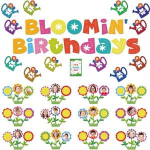 2 x 78Pcs Spring Birthday Bulletin Board Kit, Spring Flower Bulletin Board Decorations with Wild Floral Cutouts, Photo Displays Classroom Wall Decor for Back to School Birthdays Preschool Door