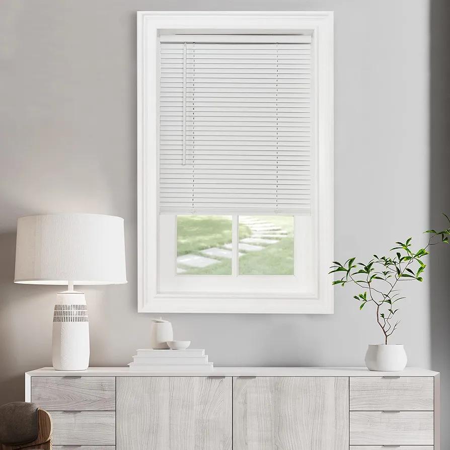 Cordless Light Filtering Mini Blind - 54 Inch Width and 64 Inch Length, 1" Slat Size - Pearl White - Cordless GII Morningstar Horizontal Windows Blinds for Interior by Achim Home Decor