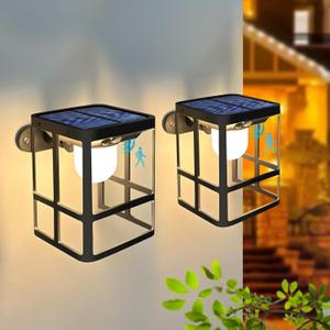 Solar Wall Lights Outdoor, Aluminum Sconce Motion Sensor Lights with 3 Modes, IP65 Waterproof Wall Lights for Garage Door, Porch, Patio(2 Pack)