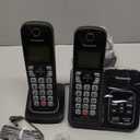 Panasonic Cordless Phone with Answering Machine, Advanced Call Block, Bilingual Caller ID and High-Contrast Display, Expandable System with 2 Handset Cordless Telephones - KX-TGD832M (Metallic Black)