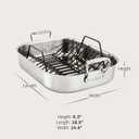 All-Clad Specialty Stainless Steel Roaster and Nonstick Rack 16x13x5 Inch Oven Broiler Safe 600F Roaster Pan, Pots and Pans, Bakeware, Turkey, Silver