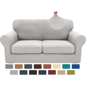 XINEAGE 2026 New 3 Pieces Couch Covers for 2 Cushion Sofa Super Stretch Loveseat Slipcover Pet Dog Universal Slip Cover Anti Slip Love Seat Furniture Protector (Silver Grey, 55"-69")