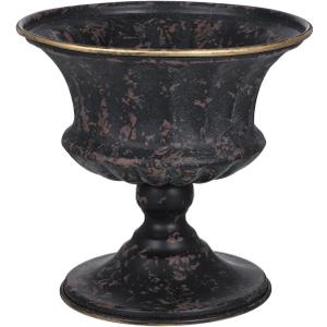 Vintage Metal Urn Planter, Small Roman Flower Pot Table Centerpiece Trumpet Vase Farmhouse Table Centerpiece Flower Bucket Decorative Trumpet Vase for Home Wedding Garden Indoor Outdoor (6 Inch) (15x15cm, Black)