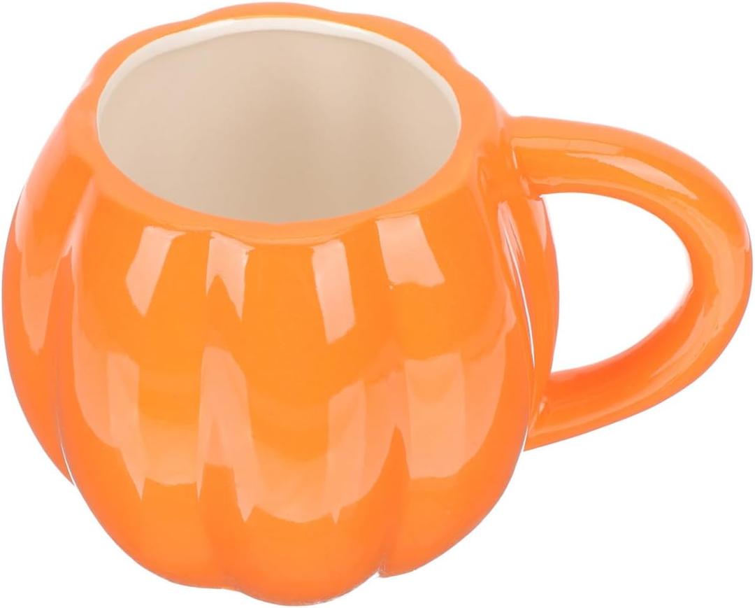 DOITOOL Ceramic Pumpkin Mug Halloween Pumpkin Cup Cute Halloween Coffee Mug Orange Milk Cup for Milk, Latte, Cappuccino, Espresso, Hot Beverage (500ml)