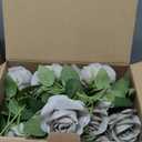 52pcs Grey Roses Artificial Flowers Fake Flowers Silk Roses with Stems for DIY Wedding Bouquets Bridal Shower Centerpieces Arrangements Party Decorations (16.6L 52Pcs)