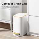 TIPGO Small Bathroom Trash Can with Lid Soft Close, Step Pedal, 5 Liter / 1.3 Gallon Stainless Steel Trash Bin, Slim Garbage Cans for Toilet, Office, Bedroom (White)