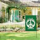 2 x Peace Sign Garden Flags 12x18 Double Sided Outside, Green Peace Yard Outdoor Decorative Flag