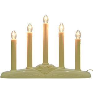 Electric Christmas Window Candle Lamp, 5 Light Christmas Candle Lights Lvory Base with 6 C7 Bulbs(1 Extra), Plug in Electric Candle Lamp for Christmas Window Table Party Decor, 1 Pack-3 Feet Cord
