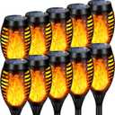 Solar Lights Outdoor, Upgraded 10 Pack Solar Torch Lights Outdoor Flickering Flame for Garden Decor, Waterproof Outdoor Lights Solar Powered, Tiki Torches for Outside Yard Patio Pathway Decor (Yellow)