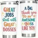 Boss Appreciation Gifts for Women - Thank You Gift Ideas for Boss Women Female Her Birthday Cup Insulated Stainless Steel Travel Coffee Tumbler 20 OZ White
