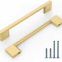 10 Pack 5 Inch(128mm) Kitchen Cabinet Handles Brushed Gold Cabinet Pulls Kitchen Cabinet Hardware Drawer Pulls for Cupboard Wardrobe