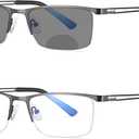 MINCL/2020 Fashion Men's Square Bifocal Reading Glasses Photochromic Lens Men Transition Sunglasses Presbyopia UV400 (Gray)