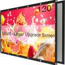 Pipishell 120 Inch Multi-Layer Upgraded Projector Screen,16:9 4K UHD Outdoor Movie Screen, Foldable & Hand-Washable,Portable Projector Screen for Backyard Movie Nights,Home Theater Movie,and Camping