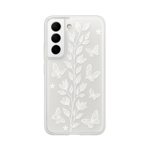 OOK Compatible with Samsung Galaxy S22 Plus Case, Silicone White Flowers Floral Rose Cute Pattern, TPU Camera Protection Soft Slim Shockproof Phone Cover for Women Girls- White