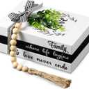 Capoda 3 Pcs Decorative Books for Home Decor Farmhouse Faux Stacked Books Wooden Rustic Table Decor with Bead Garland Twine Ribbon Faux Leaf for Table(Love)
