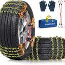 Snow Tire Chains for Car SUV Pickup Trucks, Universal Car Snow Chains, Snow Traction for Tires, Fit for Tire Width 195 205 215 220 225 235 240 245 255 265