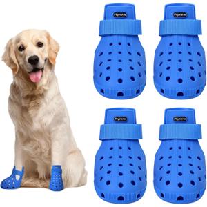 Dog Shoes for Hot Pavement Non-Slip Waterproof Dog Shoes for Medium Dogs Large Size Dogs Easy ON & Off Adjustable Easy-Clean for Beach Outdoor Blue, Size M: (3’’x2.25’’)(L*W)