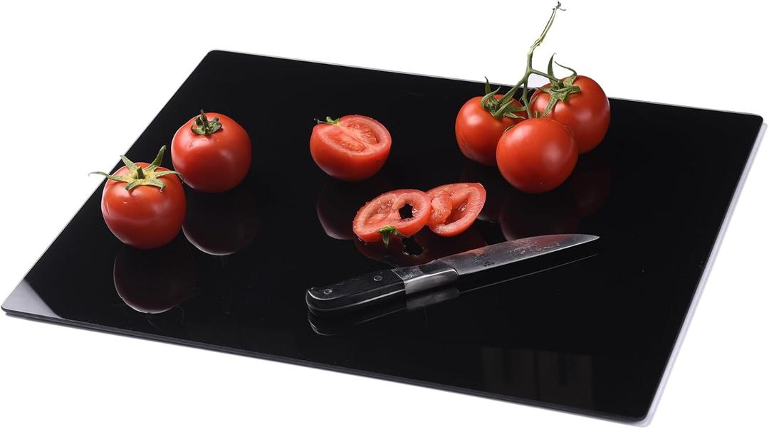 Phore Tempered Glass Cutting Board for Kitchen, Black Cutting Board for Countertop, Dishwasher Safe, Scratch Resistant, Heat Resistant, Shatter Resistant (16"x12", Black)